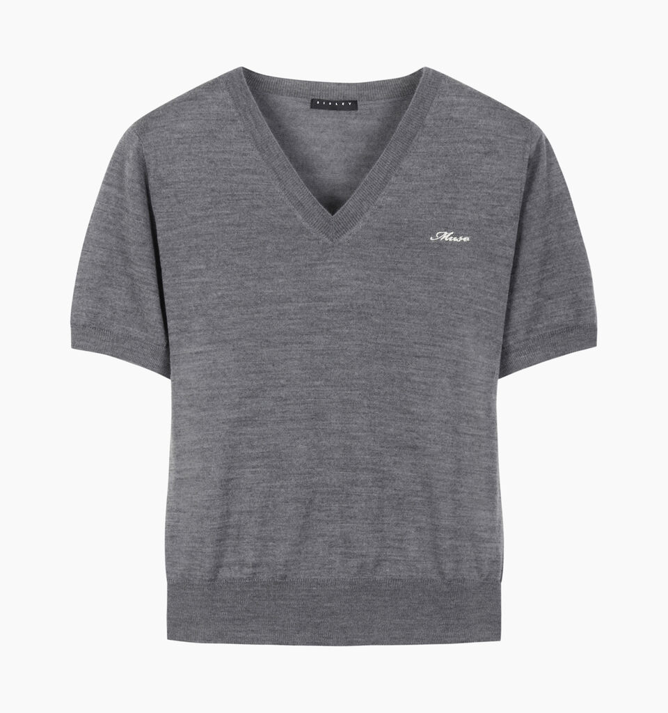 Gray sweater with embroidery - null - Dark Gray | Sisley K image number 1